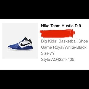 Used. Nike Team Hustle D9 Basketball Shoes Size 7Y